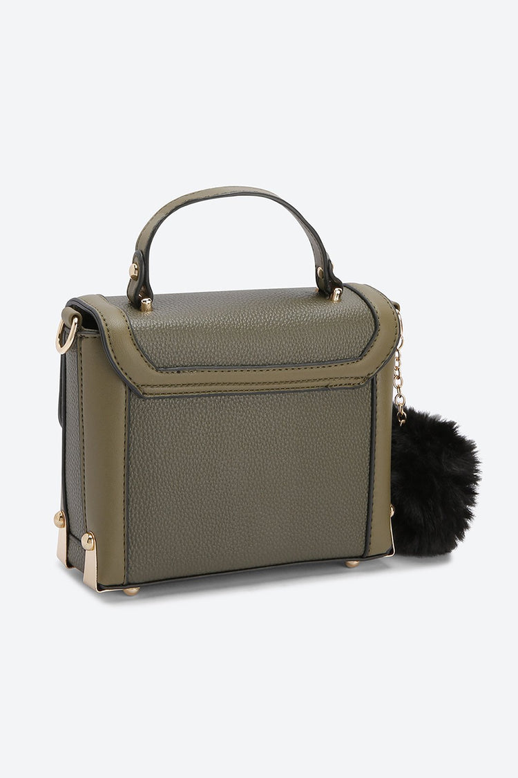 Front Flap Embellished Green Messenger bag