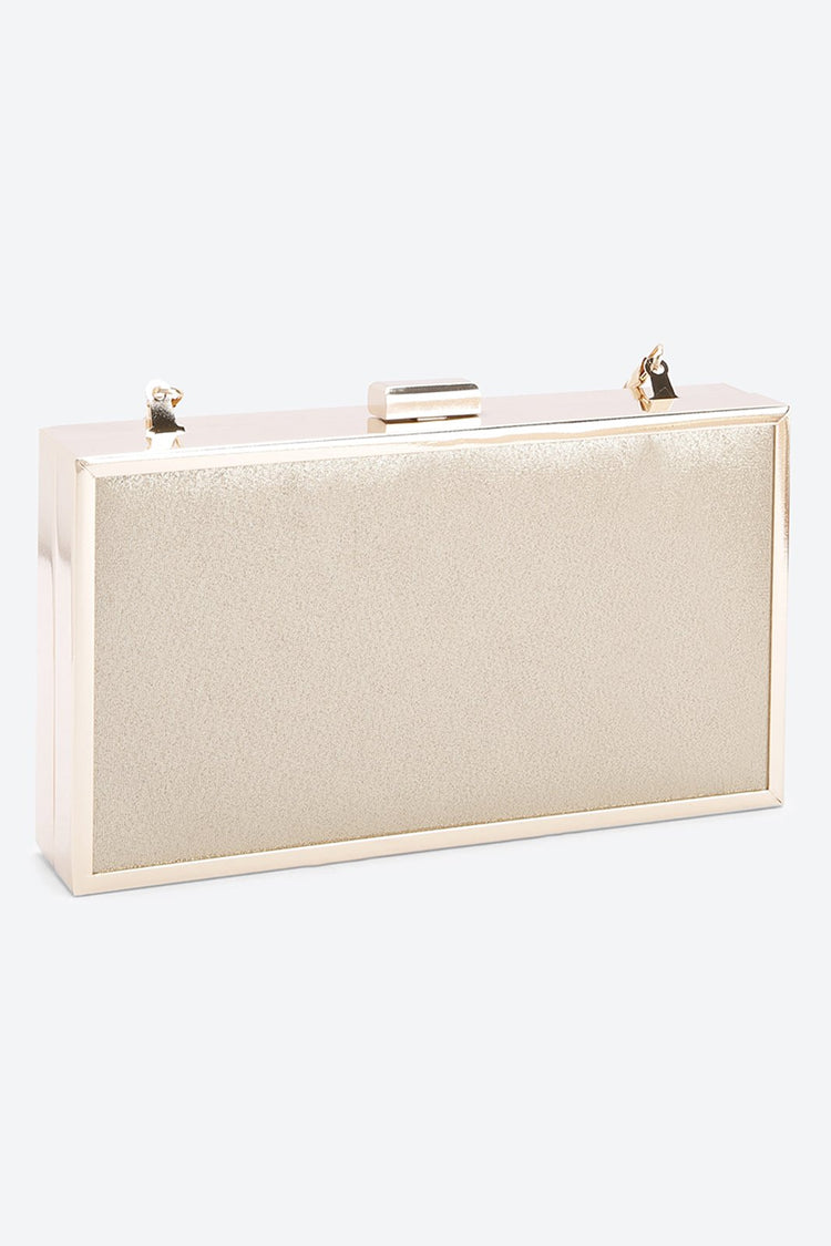 Chain Strap Embellished Golden Clutch