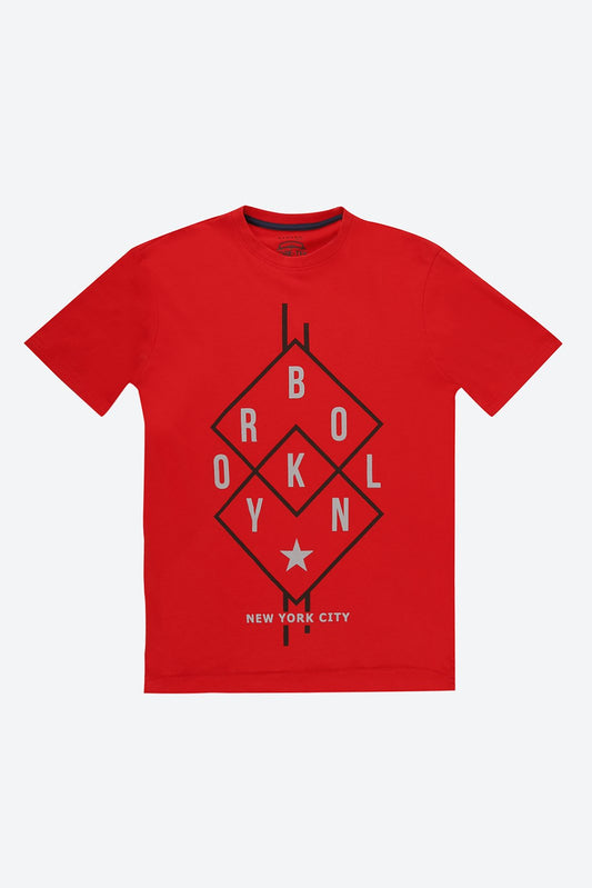 Short Sleeve Graphic Print Red T-Shirt