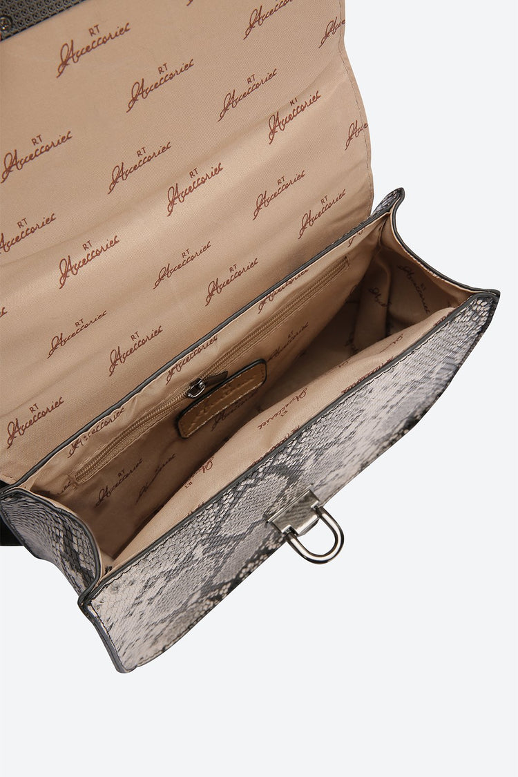 Front Flap Animal Print Grey Messenger bag