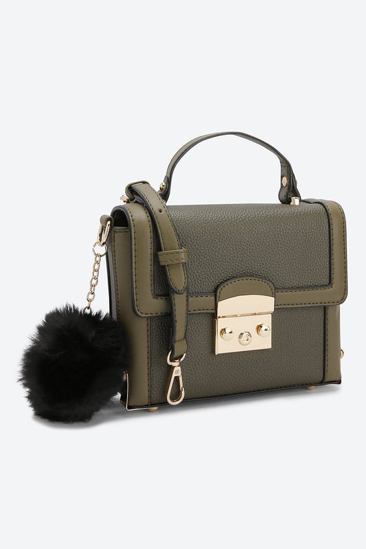 Front Flap Embellished Green Messenger bag