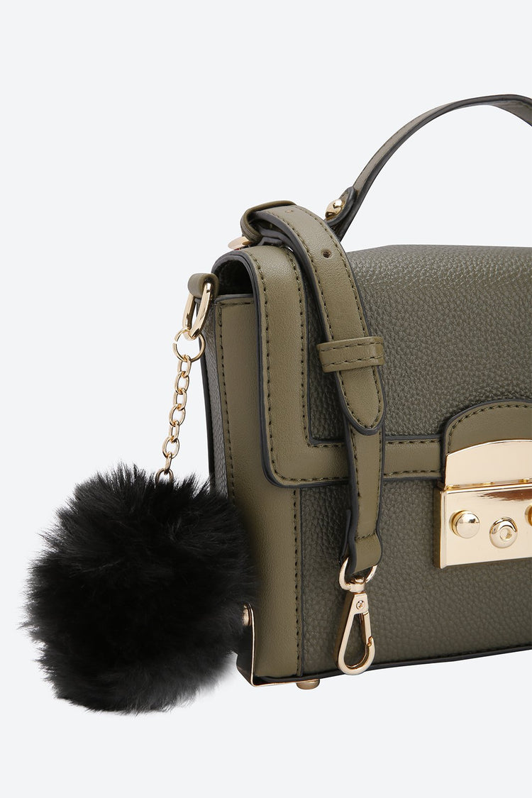 Front Flap Embellished Green Messenger bag