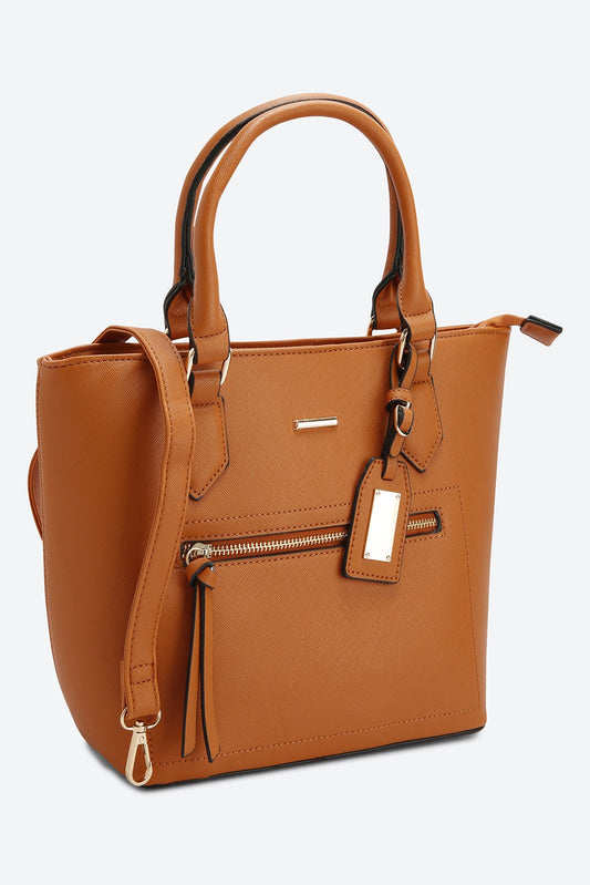 Dual Handle Tote Brown Handbag