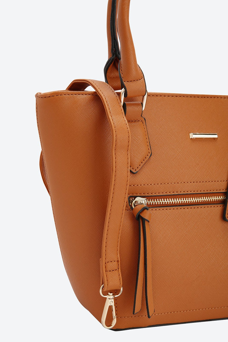 Dual Handle Tote Brown Handbag