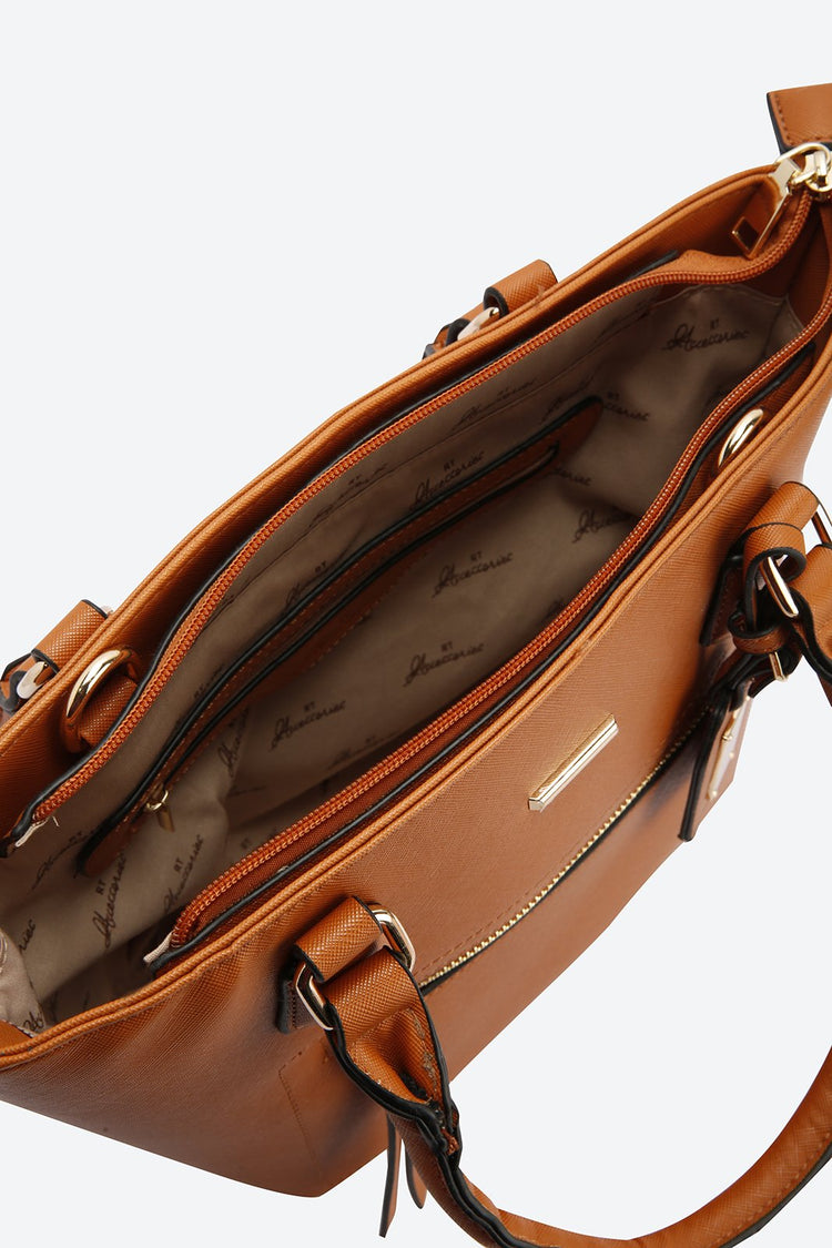 Dual Handle Tote Brown Handbag
