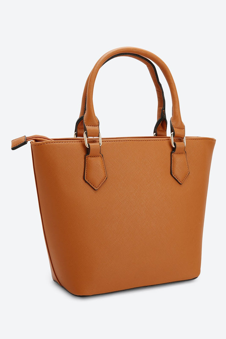 Dual Handle Tote Brown Handbag