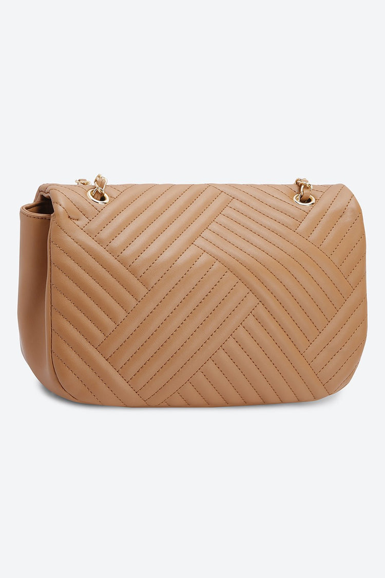 Front Flap Embellished Brown Messenger bag
