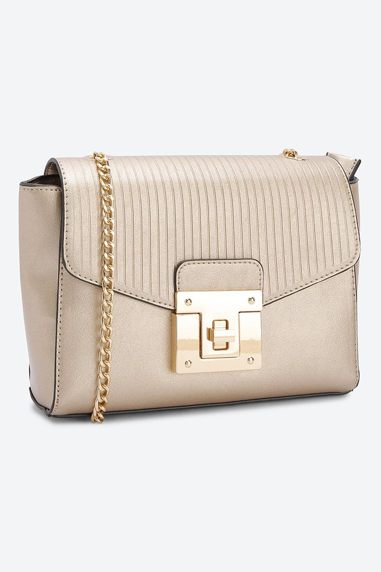 Front Flap Embellished Golden Messenger bag