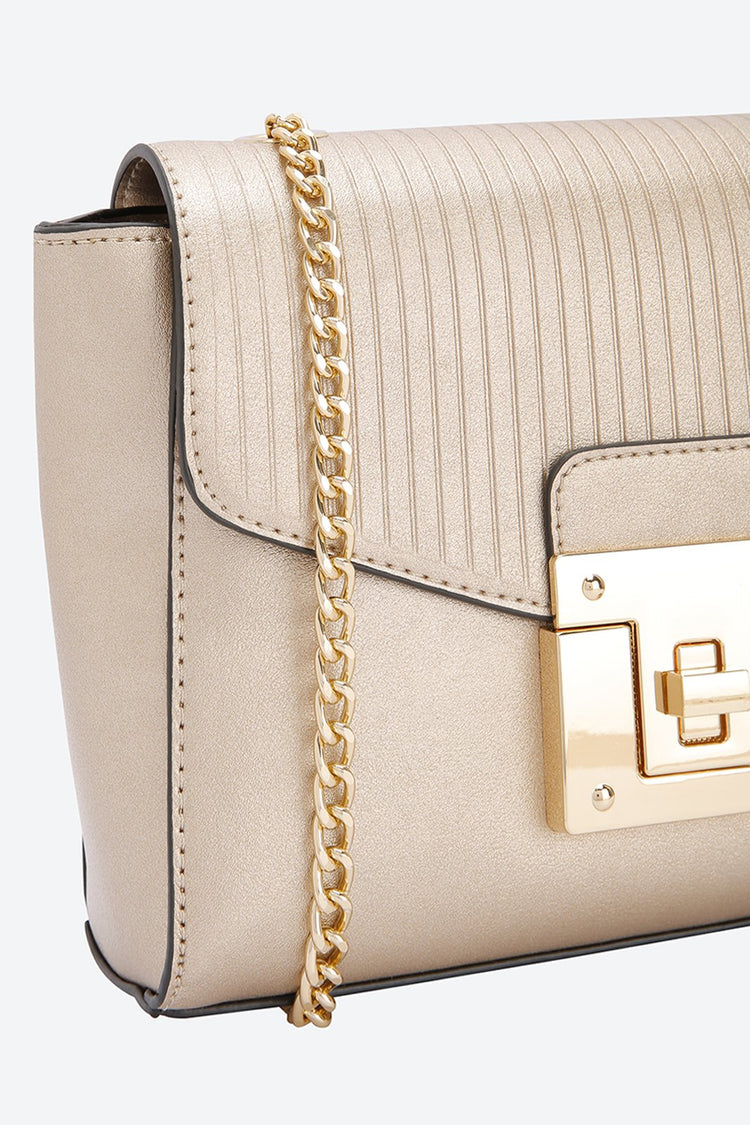 Front Flap Embellished Golden Messenger bag