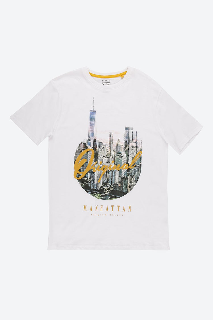 Short Sleeve Graphic Print White T-Shirt