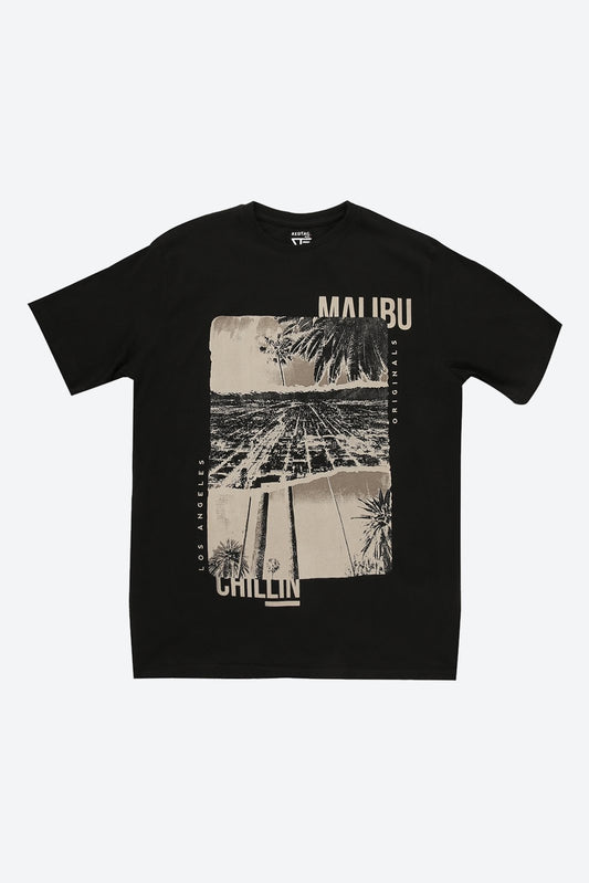 Short Sleeve Graphic Print Black T-Shirt