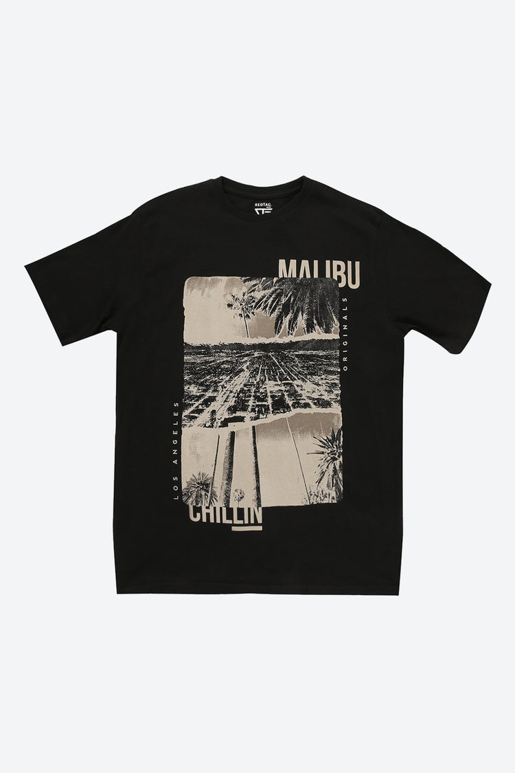 Short Sleeve Graphic Print Black T-Shirt