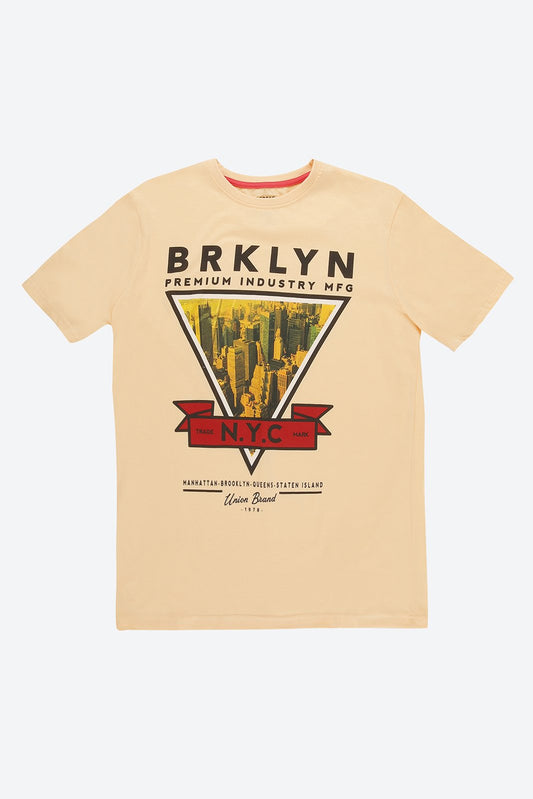 Short Sleeve Graphic Print Orange T-Shirt