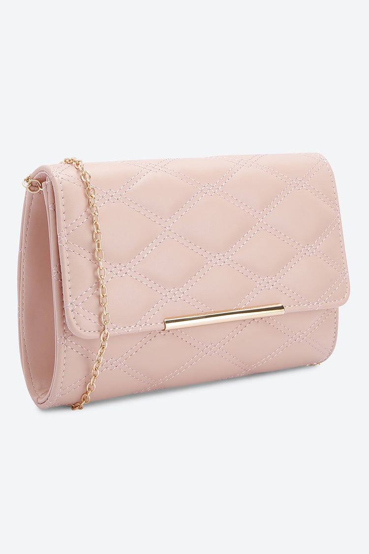 Front Flap Embellished Pink Clutch