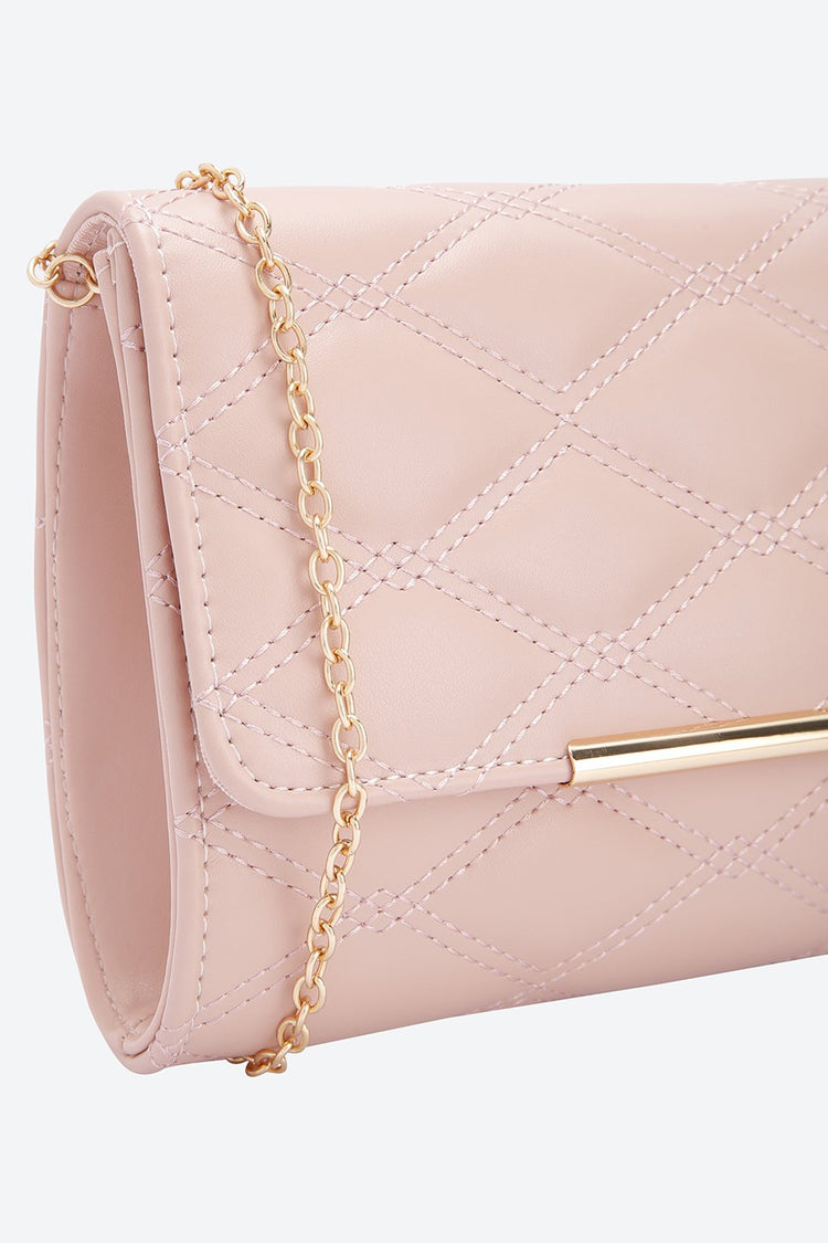 Front Flap Embellished Pink Clutch