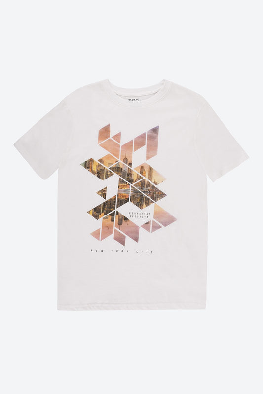 Short Sleeve Graphic Print White T-Shirt