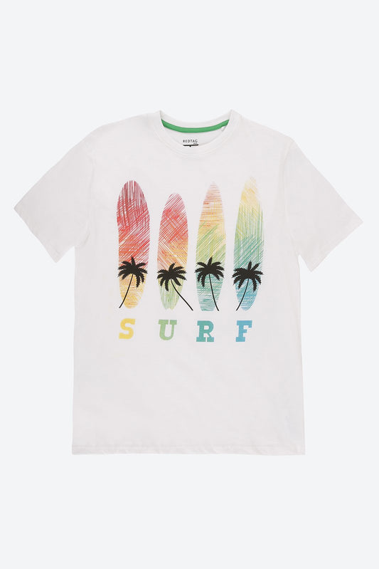 Short Sleeve Graphic Print White T-Shirt