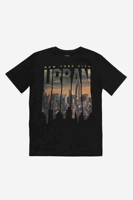 Short Sleeve Graphic Print Black T-Shirt