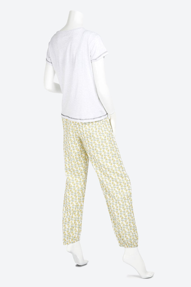 Short Sleeve Graphic Printed Multicolor Pyjama Set
