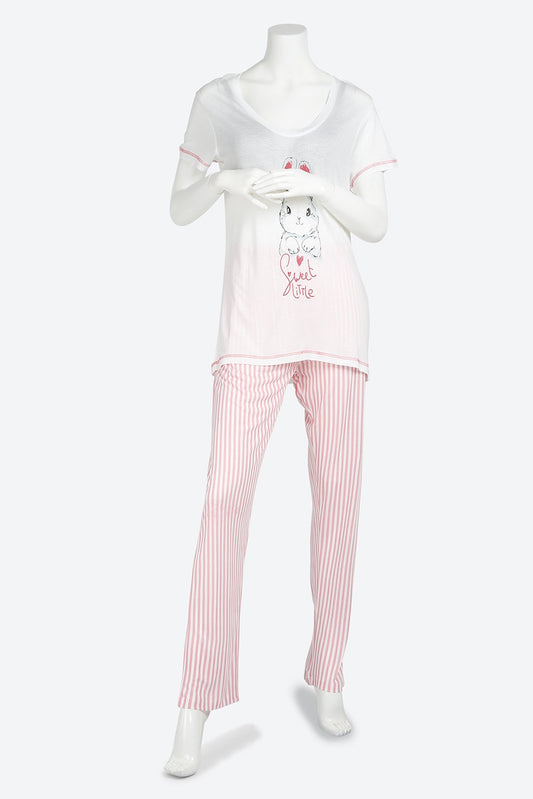 Short Sleeve Graphic Printed Multicolor Pyjama Set