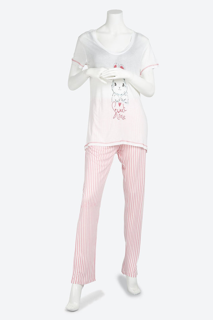 Short Sleeve Graphic Printed Multicolor Pyjama Set